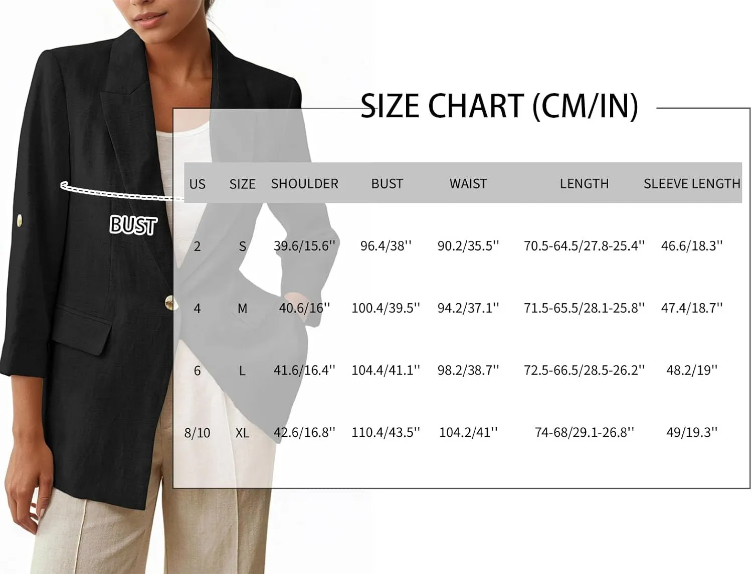 2025 Women's Summer Linen Blazer 3/4 Sleeve Long Lightweight Fully-Lined Trendy Casual Work Office Suit Jackets