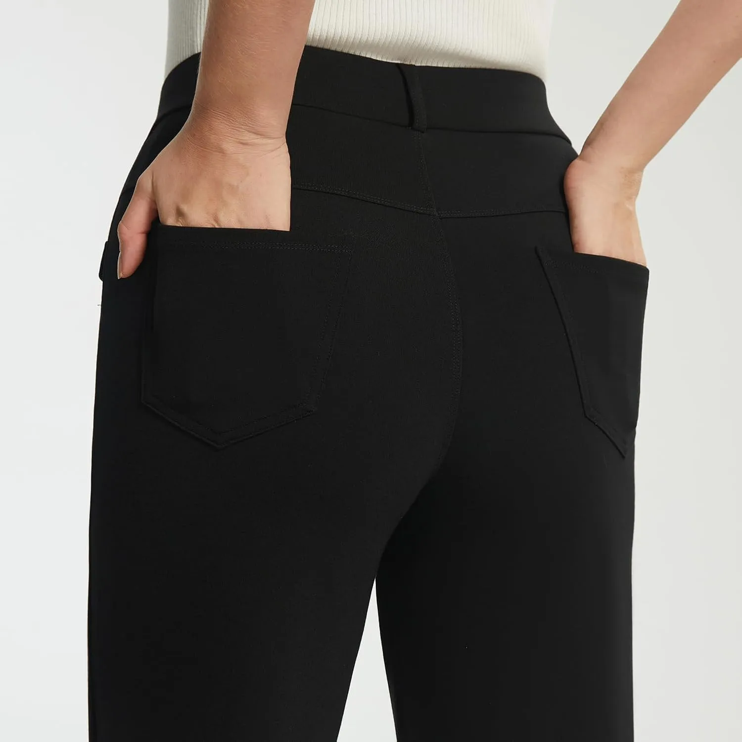 AFITNE Women's Yoga Dress Pants High Waist Pull On Dressy Work Pants Stretchy Business Casual Ankle Length Trousers