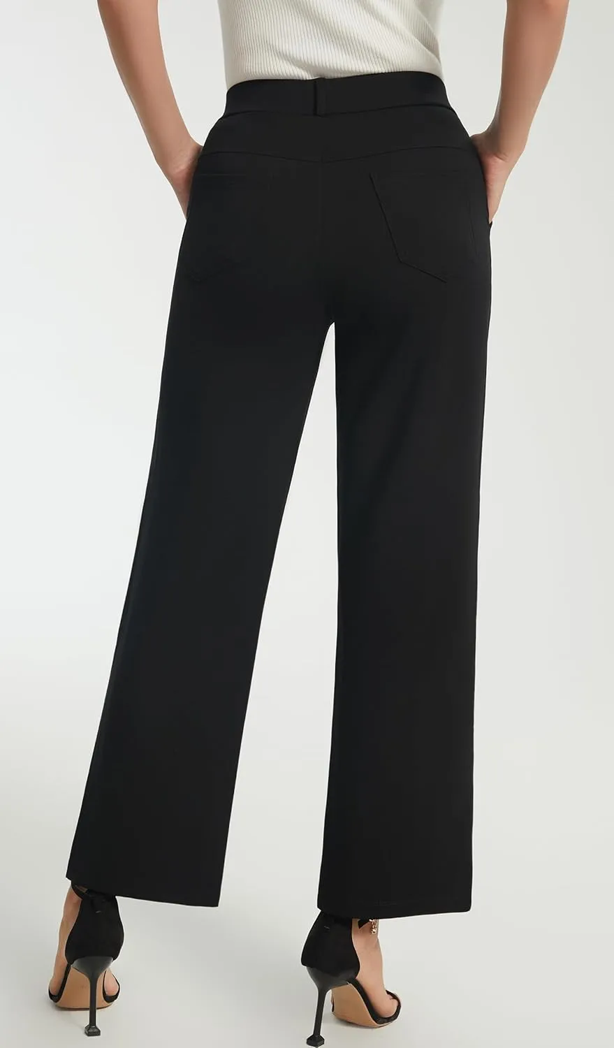 AFITNE Women's Yoga Dress Pants High Waist Pull On Dressy Work Pants Stretchy Business Casual Ankle Length Trousers
