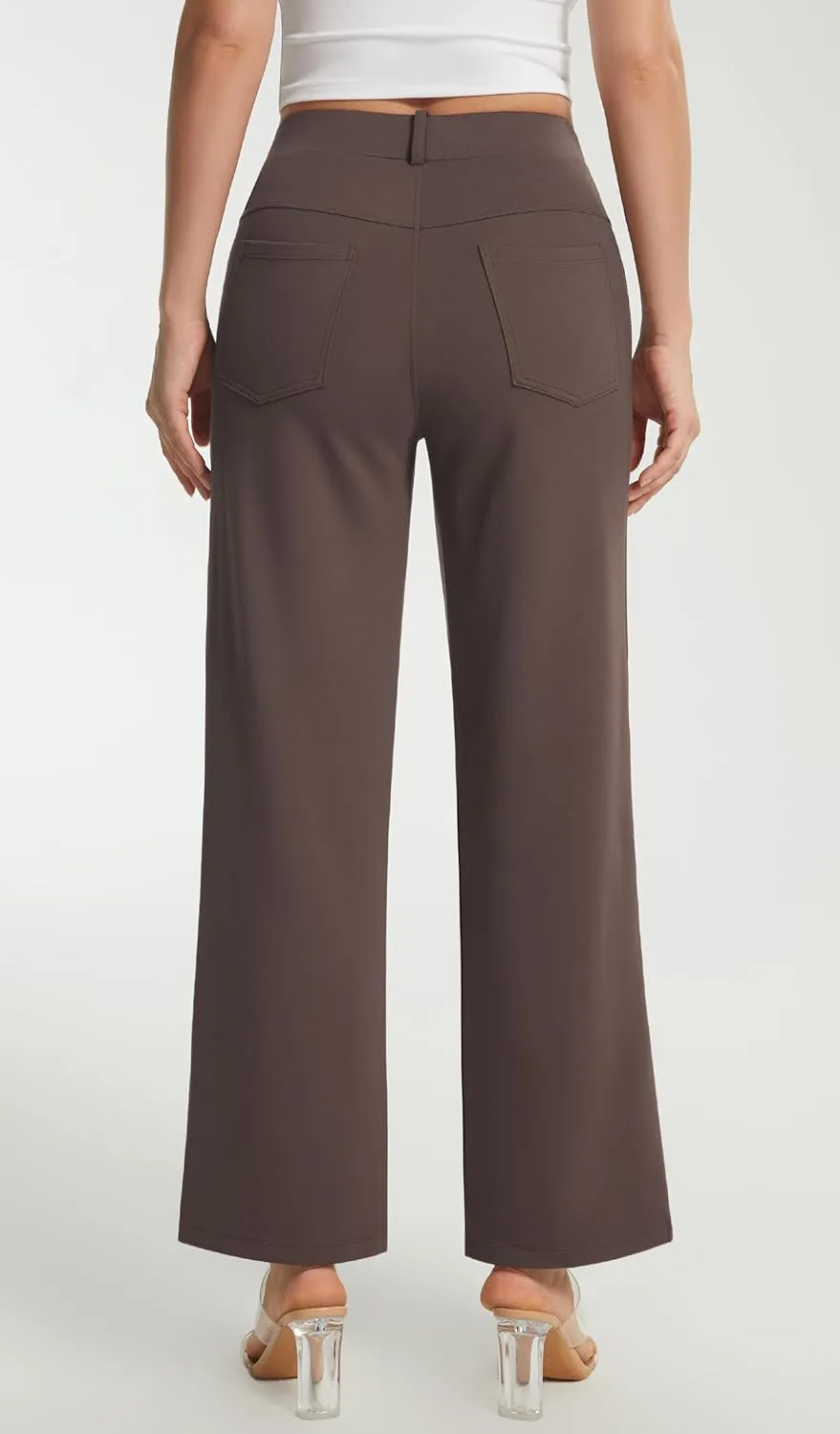 AFITNE Women's Yoga Dress Pants High Waist Pull On Dressy Work Pants Stretchy Business Casual Ankle Length Trousers