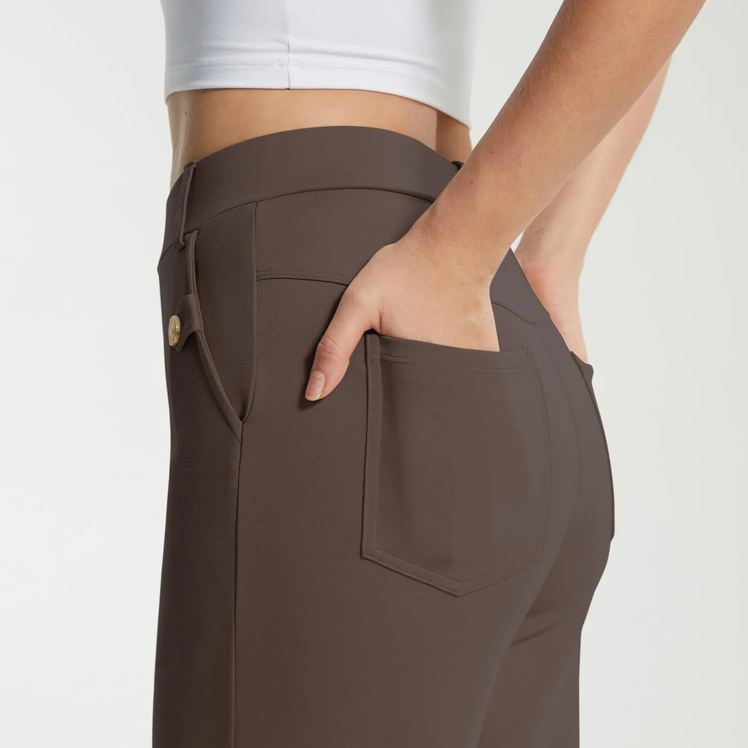 AFITNE Women's Yoga Dress Pants High Waist Pull On Dressy Work Pants Stretchy Business Casual Ankle Length Trousers
