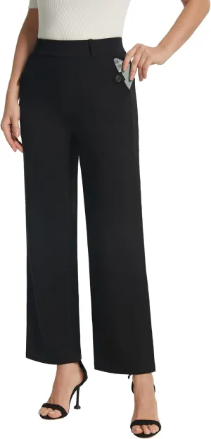 AFITNE Women's Yoga Dress Pants High Waist Pull On Dressy Work Pants Stretchy Business Casual Ankle Length Trousers