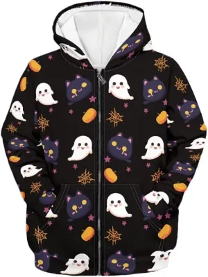Age 6-14 Boys Girls Hoodies Zipper Sweatshirt Long Sleeve Hoodie Sweatshirt with Pockets Pullover Tops