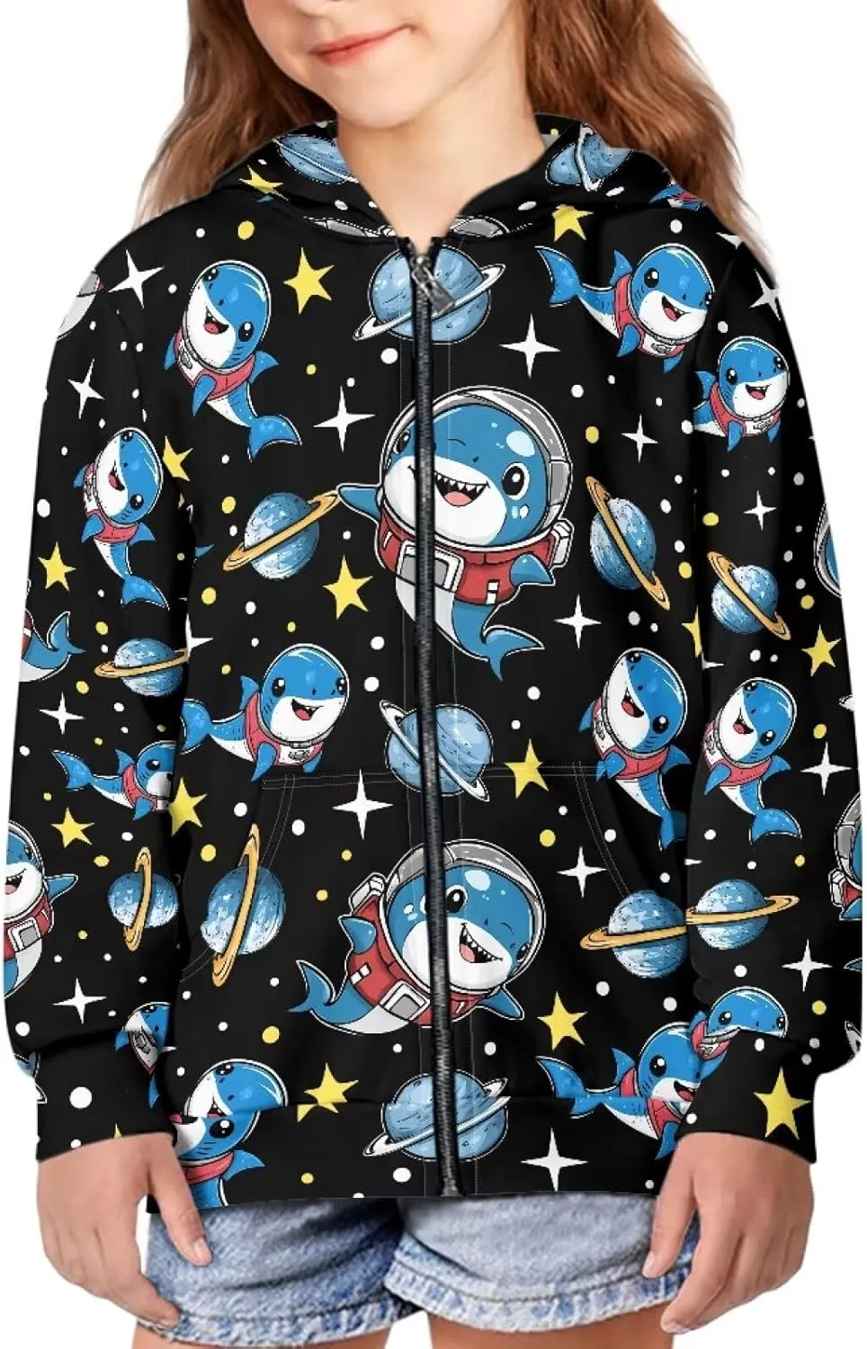 Age 6-14 Boys Girls Hoodies Zipper Sweatshirt Long Sleeve Hoodie Sweatshirt with Pockets Pullover Tops