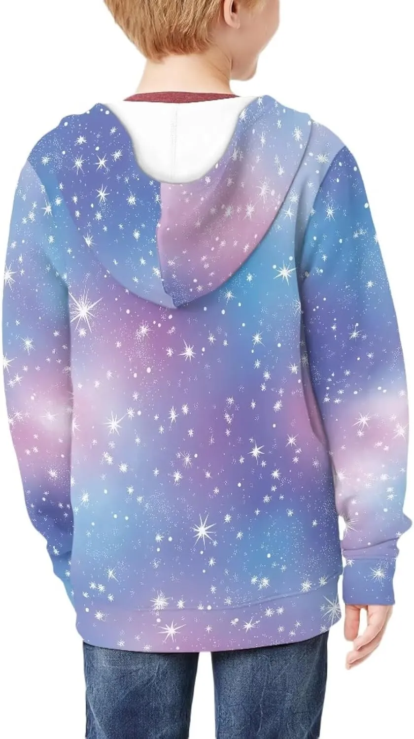 Age 6-14 Boys Girls Hoodies Zipper Sweatshirt Long Sleeve Hoodie Sweatshirt with Pockets Pullover Tops