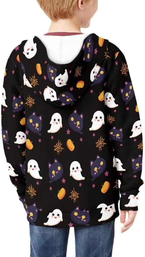 Age 6-14 Boys Girls Hoodies Zipper Sweatshirt Long Sleeve Hoodie Sweatshirt with Pockets Pullover Tops