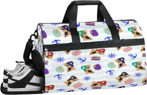 Anchor Print Sports Gym Bag with Wet Pocket & Shoes Compartment Waterproof Workout Duffel Bag for Women and Men Weekender Overnight Duffle Bag Travel Carry-on Tote