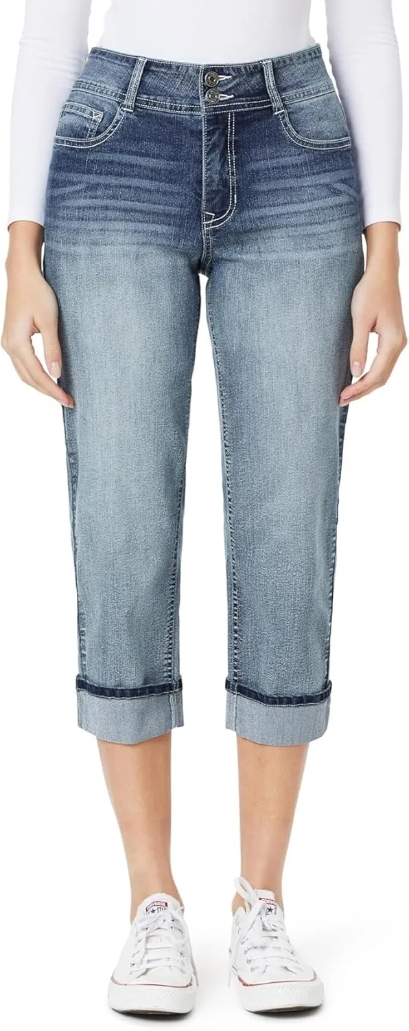 Angels Forever Young Women's Everflex Curvy Skinny Bling 23.5" Crop Jeans
