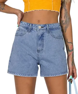 Angerella Denim Shorts for Women Mid Rise Ripped Jean Shorts Stretchy Folded Hem Hot Short Jeans