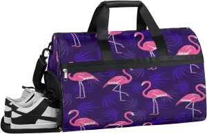 Animals Flamingo Sports Gym Bag with Wet Pocket & Shoes Compartment Waterproof Workout Duffel Bag for Women and Men Weekender Overnight Duffle Bag Travel Carry-on Tote