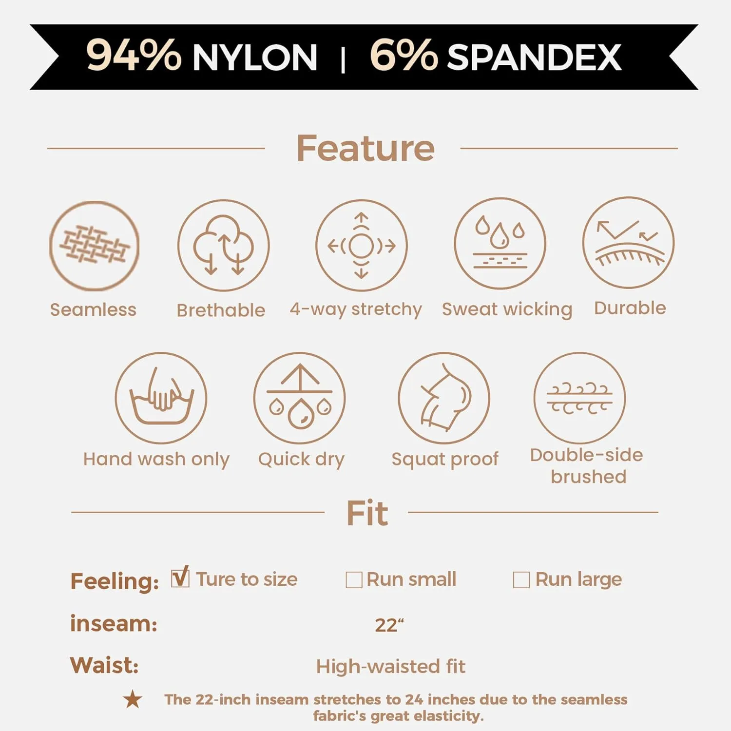 Aoxjox Workout Seamless Leggings for Women High Waisted Fitness Yoga Contour Sculpt Pants 22"