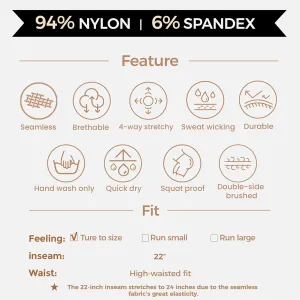 Aoxjox Workout Seamless Leggings for Women High Waisted Fitness Yoga Contour Sculpt Pants 22"