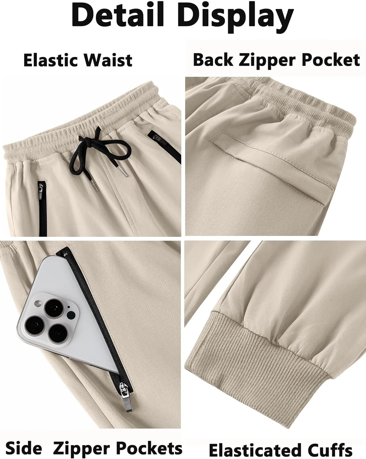 Arshiner Boys Casual Pants Kids Elastic Waist Drawstring Jogger Pants Boys Sweatpants with Zipper Pockets 3-12 Years