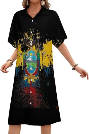 Australian Flag Womens Button Down Shirt Dresses Casual Button Up Short Sleeve Blouse Tops