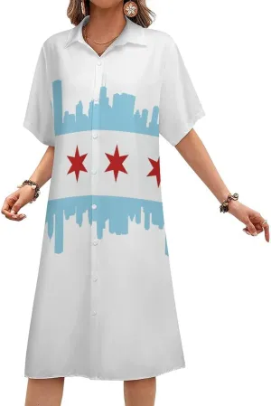 Australian Flag Womens Button Down Shirt Dresses Casual Button Up Short Sleeve Blouse Tops