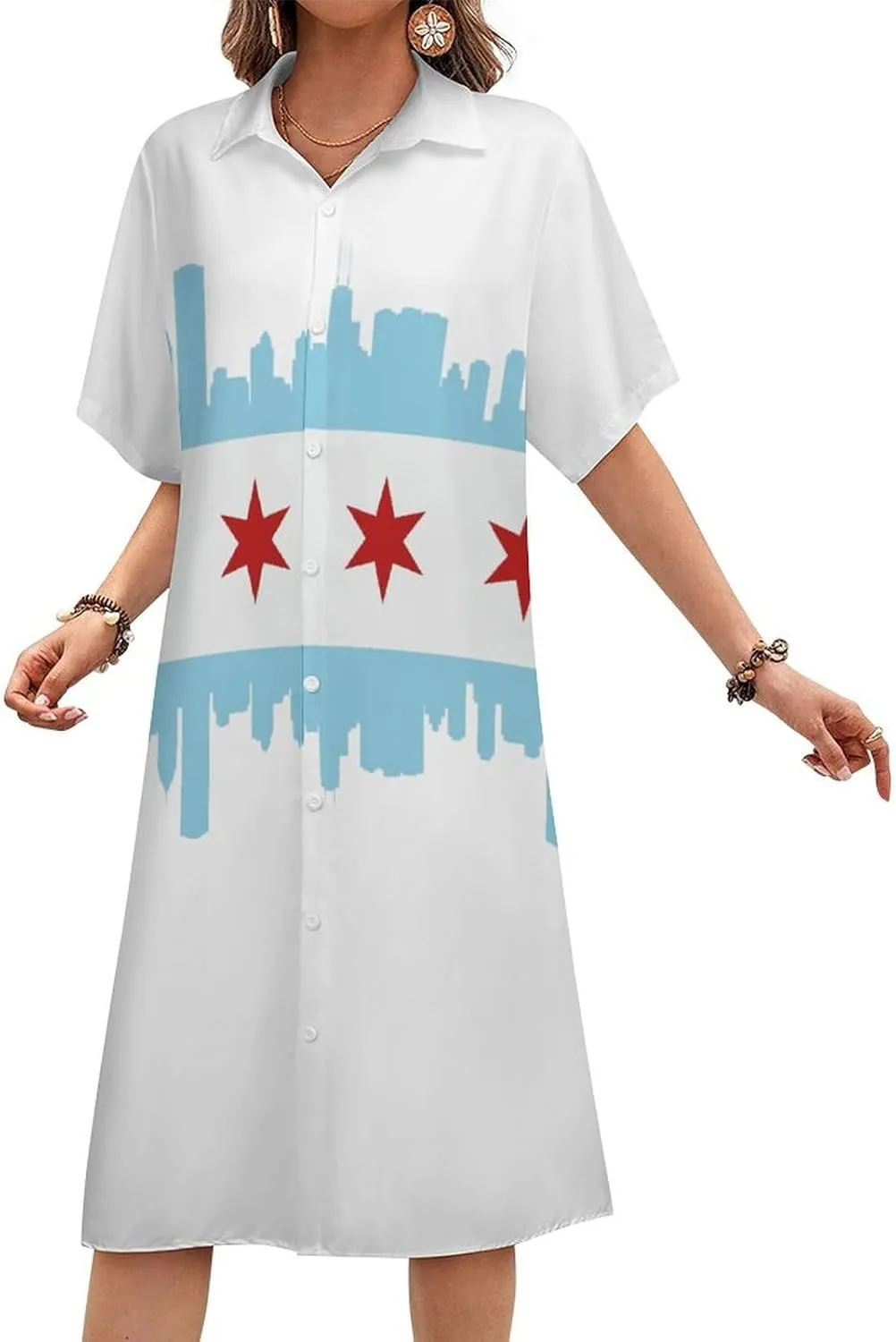 Australian Flag Womens Button Down Shirt Dresses Casual Button Up Short Sleeve Blouse Tops