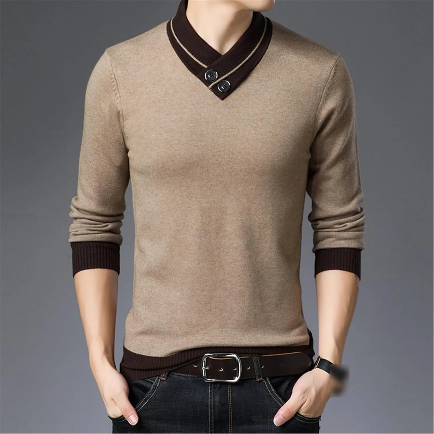 Autumn Mens Cashmere Sweater Men's V-Neck Sweaters Warm Knitting Pullover Men Jumper