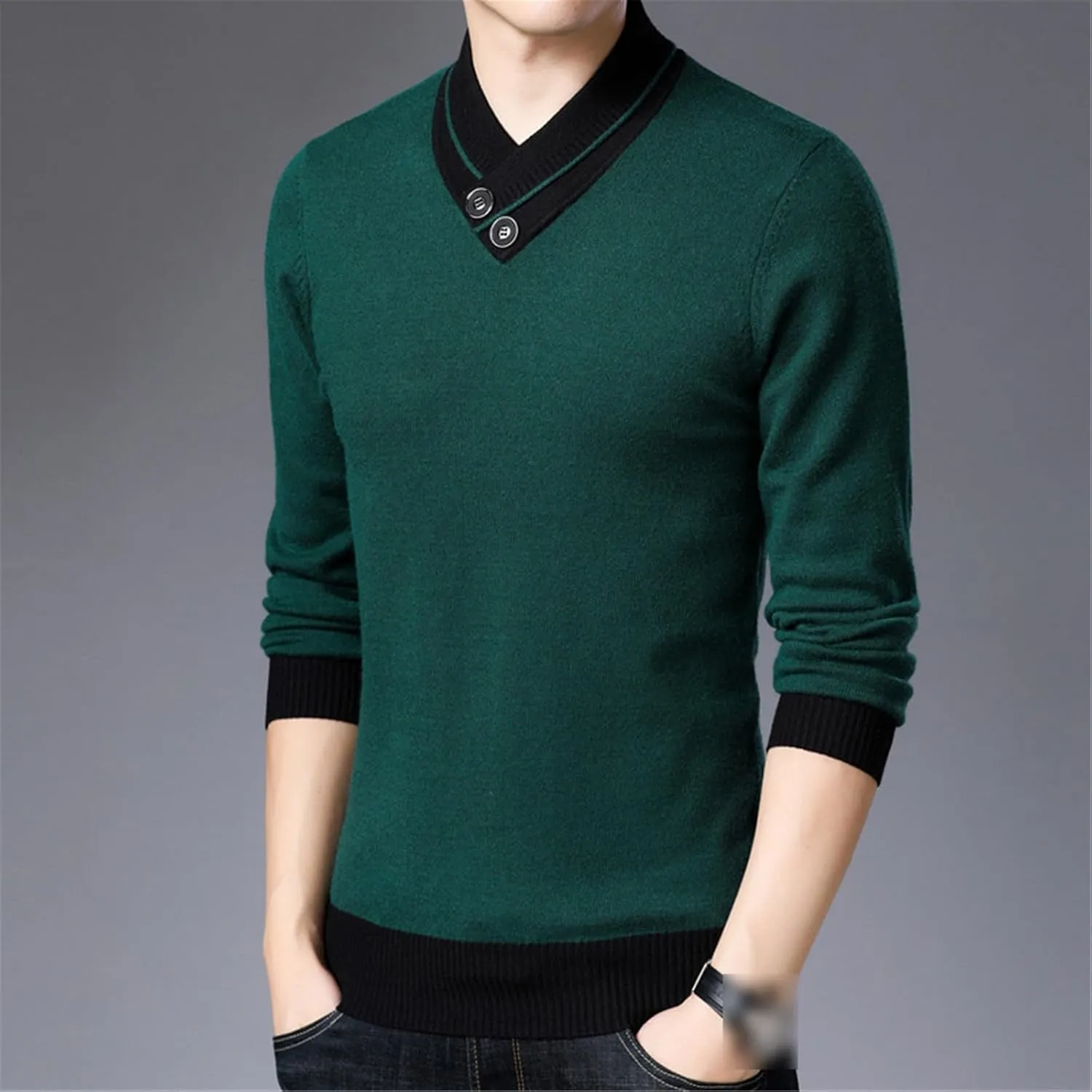 Autumn Mens Cashmere Sweater Men's V-Neck Sweaters Warm Knitting Pullover Men Jumper