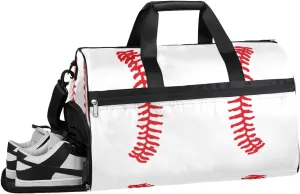 Baseball Ball Design Sports Gym Bag with Wet Pocket & Shoes Compartment Waterproof Workout Duffel Bag for Women and Men Weekender Overnight Duffle Bag Travel Carry-on Tote