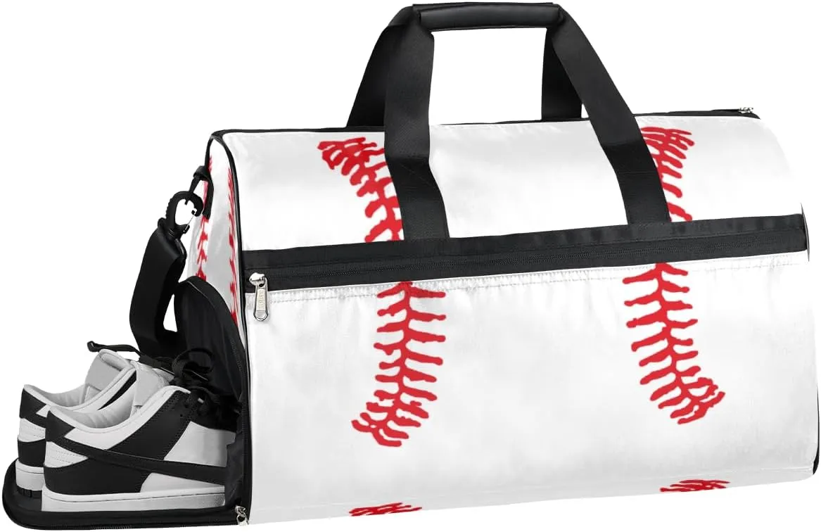 Baseball Ball Design Sports Gym Bag with Wet Pocket & Shoes Compartment Waterproof Workout Duffel Bag for Women and Men Weekender Overnight Duffle Bag Travel Carry-on Tote