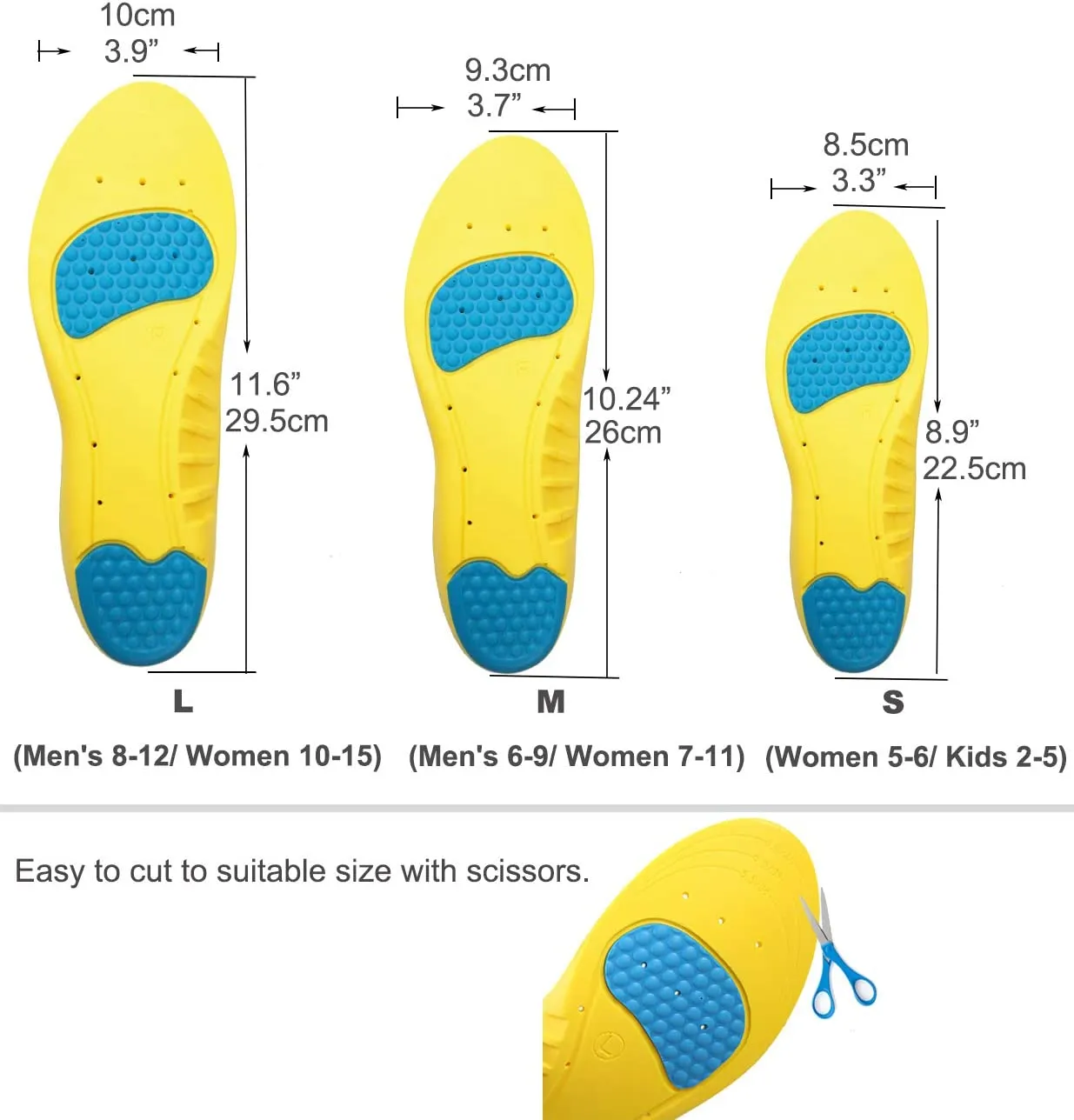 Basmile Insoles Memory Foam Insoles Shoes Inserts for Men and Women | Kids
