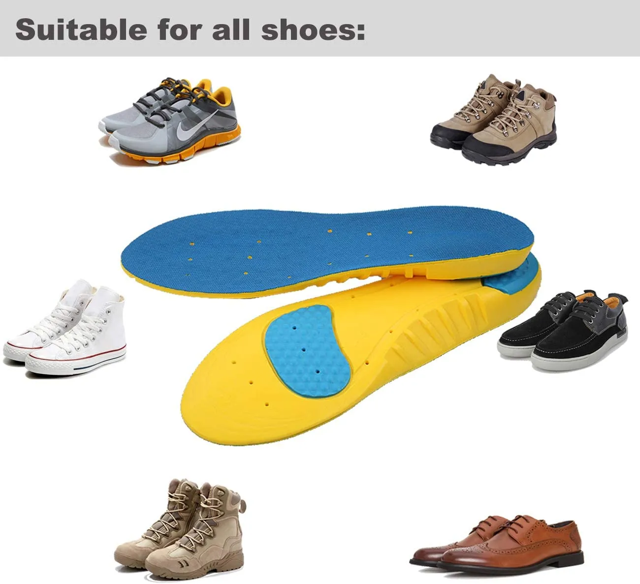 Basmile Insoles Memory Foam Insoles Shoes Inserts for Men and Women | Kids