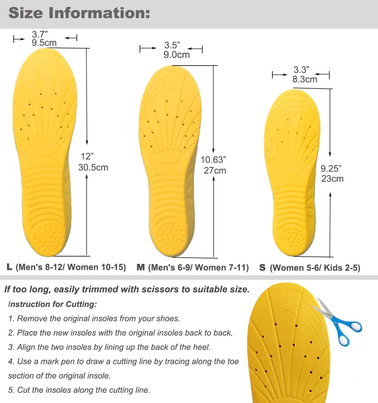 Basmile Memory Foam Insoles | Shoes Inserts for Women and Men | Kids Insoles