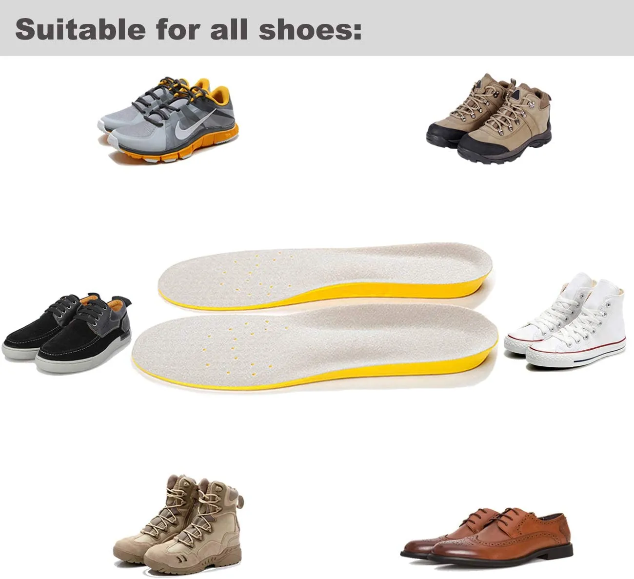 Basmile Memory Foam Insoles | Shoes Inserts for Women and Men | Kids Insoles