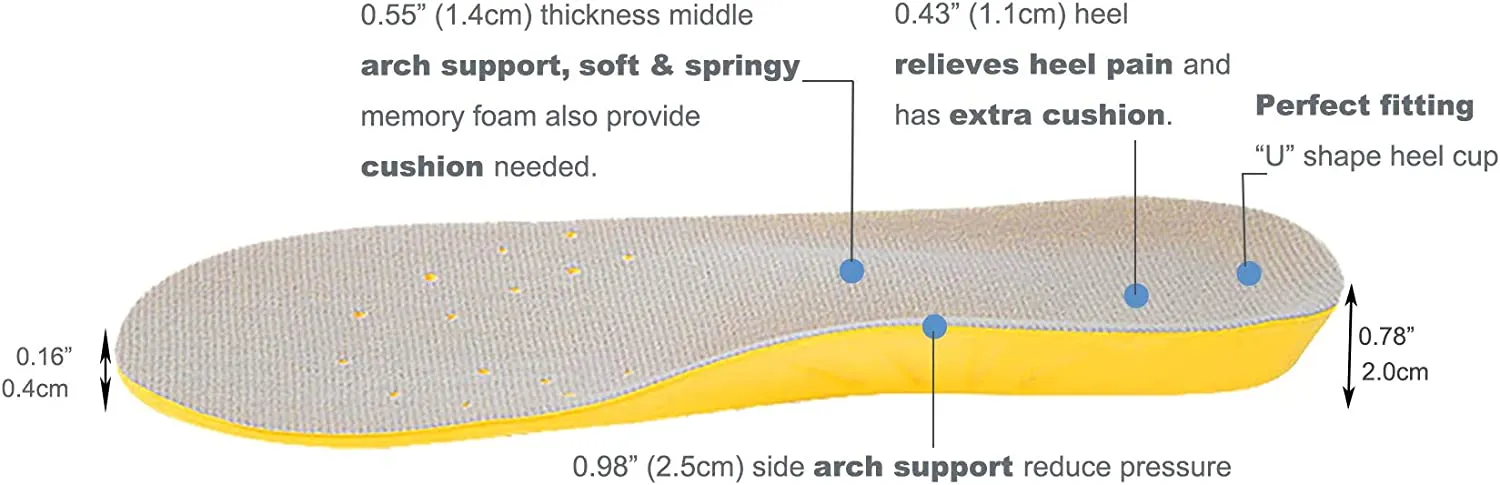 Basmile Memory Foam Insoles | Shoes Inserts for Women and Men | Kids Insoles