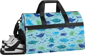 Bird Sports Gym Bag with Wet Pocket & Shoes Compartment Waterproof Workout Duffel Bag for Women and Men Weekender Overnight Duffle Bag Travel Carry-on Tote