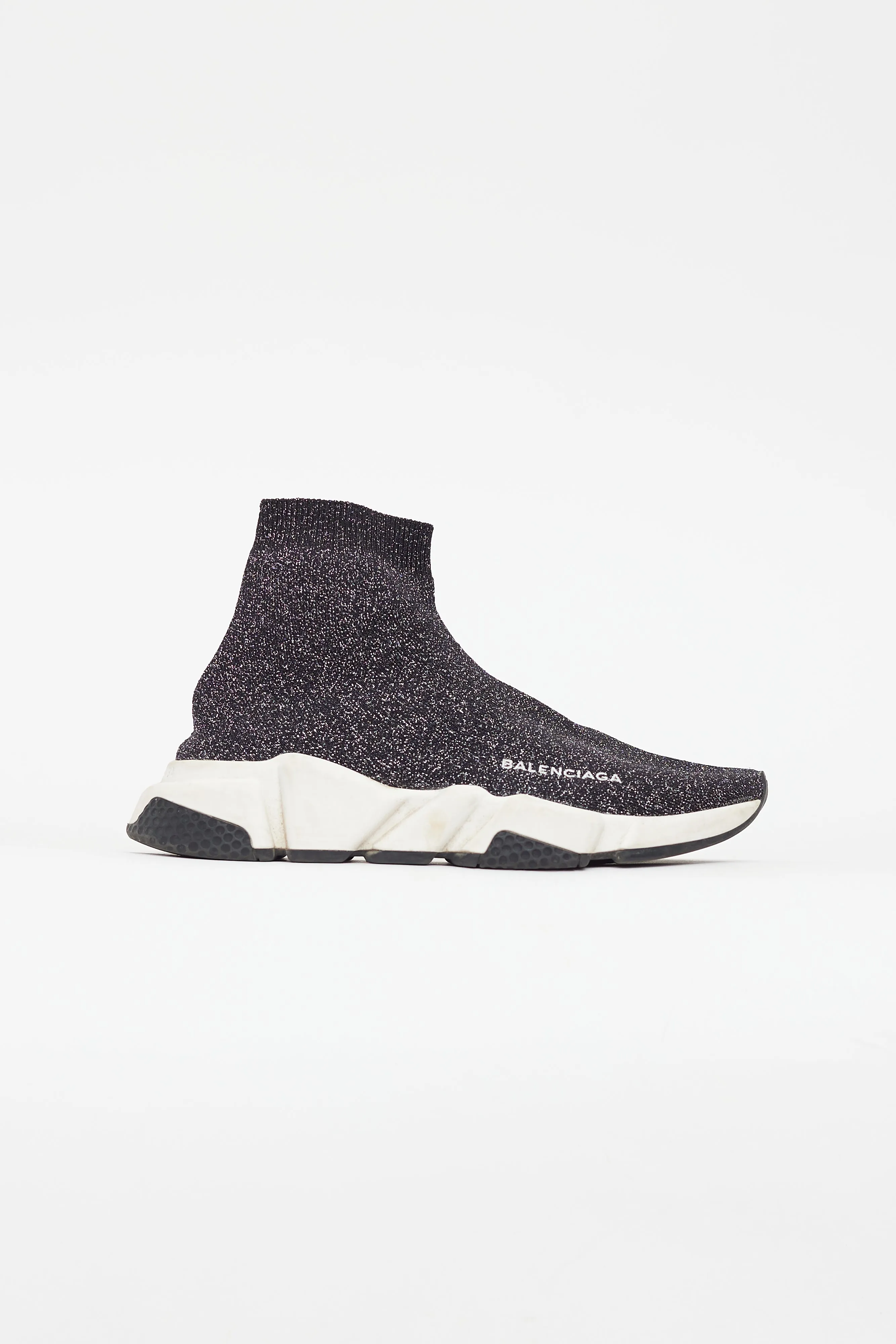 Black & Silver Metallic Knit Speed Sneaker