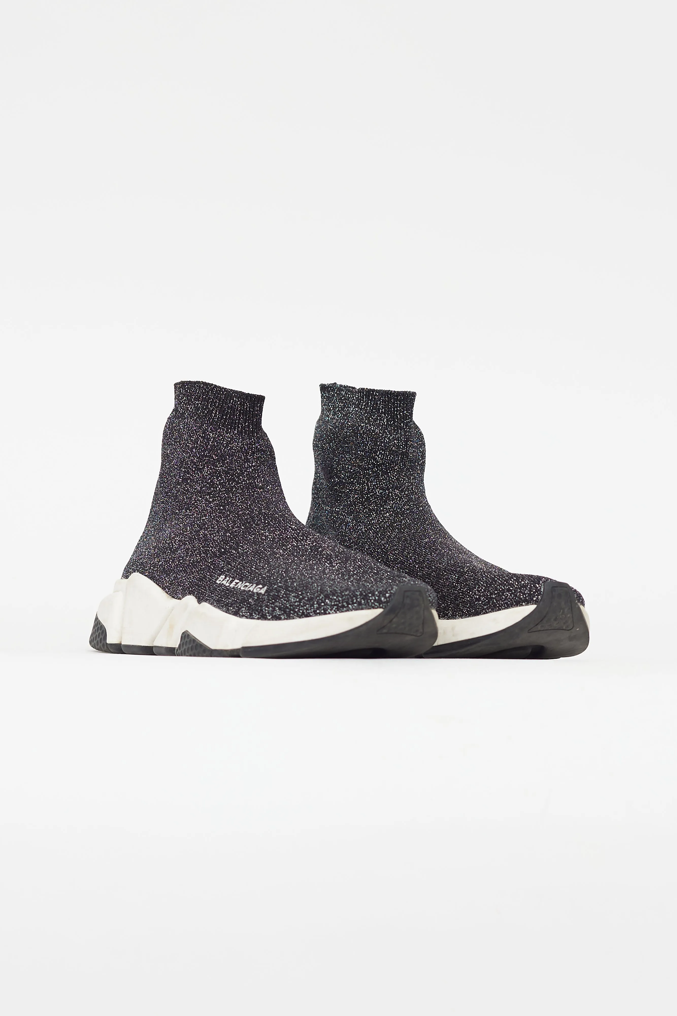 Black & Silver Metallic Knit Speed Sneaker