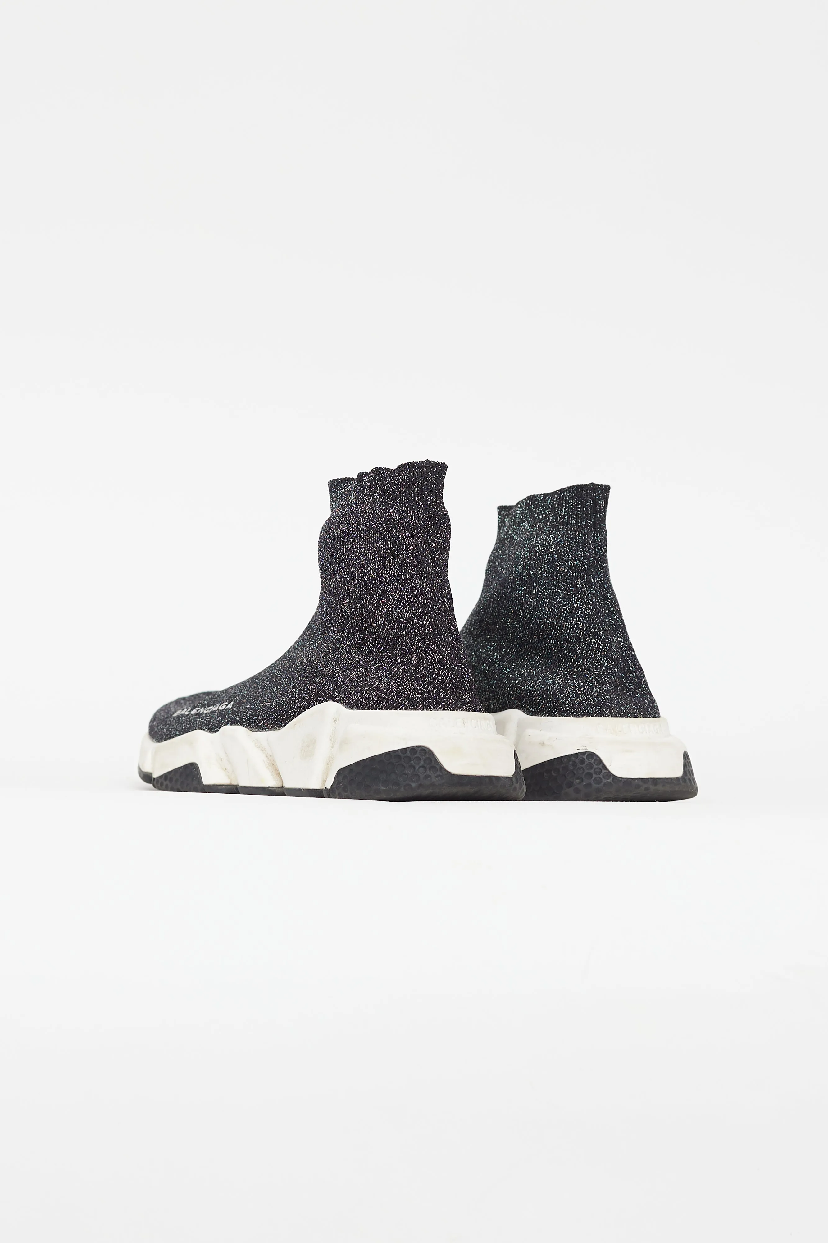 Black & Silver Metallic Knit Speed Sneaker