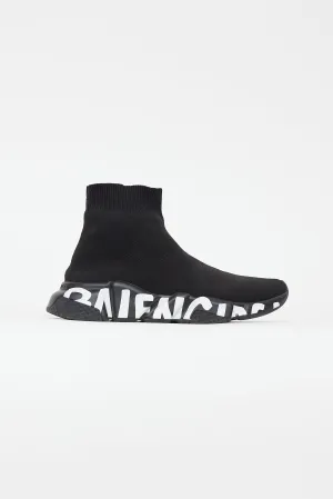 Black & White Knit Logo Speed Sneaker