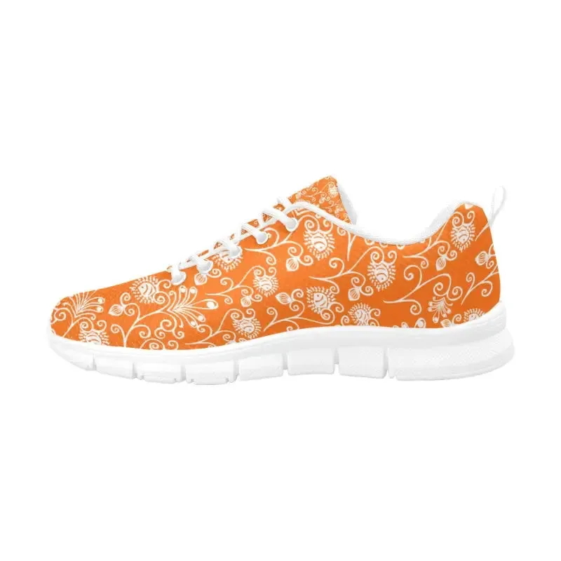 Blooming Feet Ahead with Women’s Orange Floral Breathable Sneakers