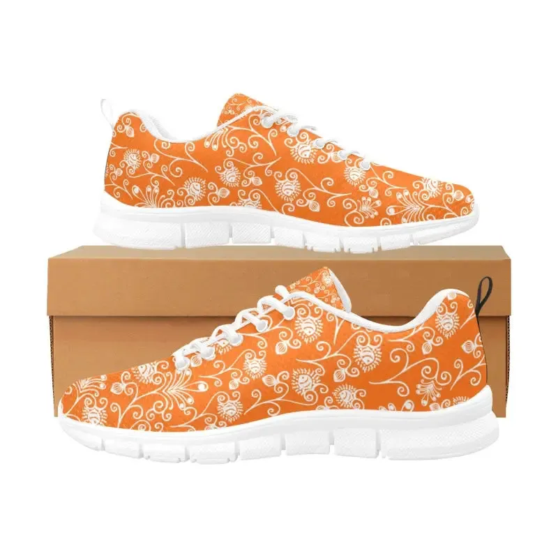 Blooming Feet Ahead with Women’s Orange Floral Breathable Sneakers