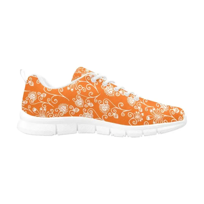 Blooming Feet Ahead with Women’s Orange Floral Breathable Sneakers