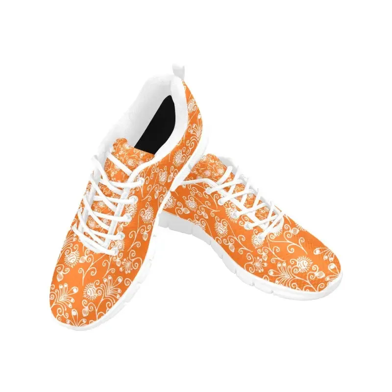 Blooming Feet Ahead with Women’s Orange Floral Breathable Sneakers