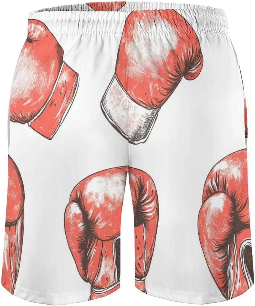 Boxer Boxing Gloves Mens Swim Trunks Beach Shorts Quick Dry Elastic Waist Drawstring Running Bathing Suits