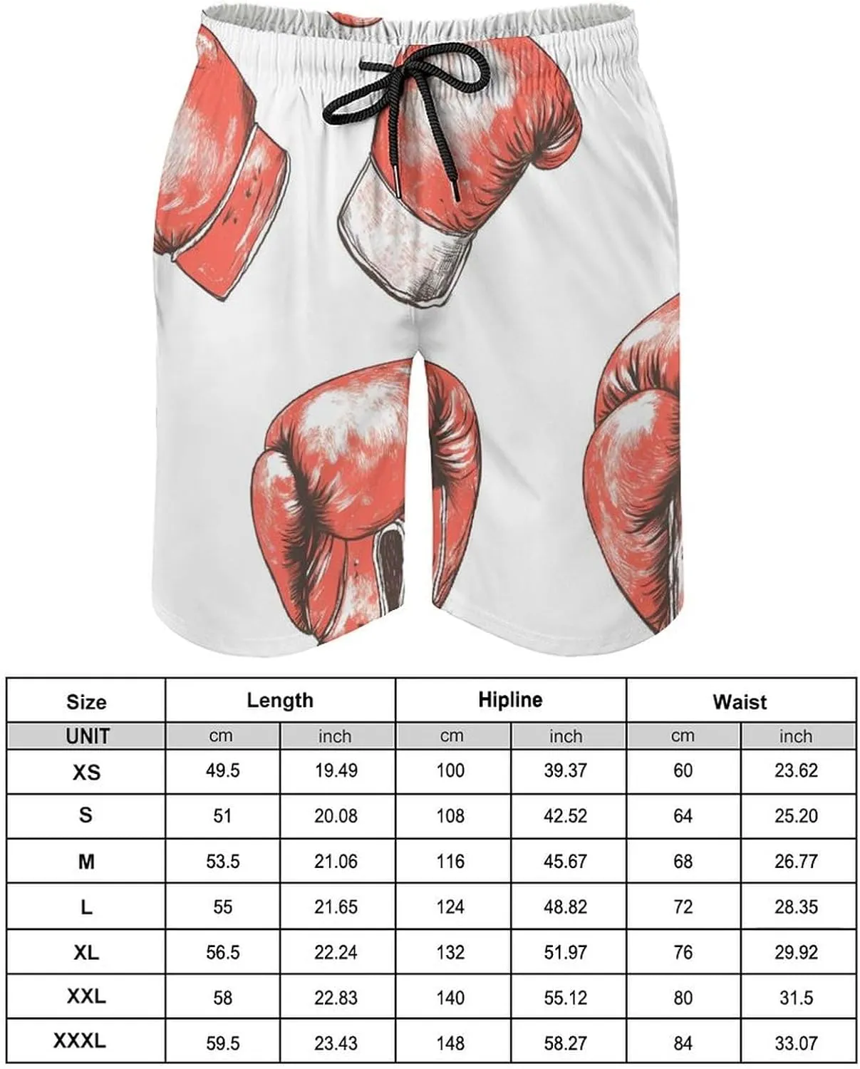 Boxer Boxing Gloves Mens Swim Trunks Beach Shorts Quick Dry Elastic Waist Drawstring Running Bathing Suits