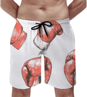 Boxer Boxing Gloves Mens Swim Trunks Beach Shorts Quick Dry Elastic Waist Drawstring Running Bathing Suits
