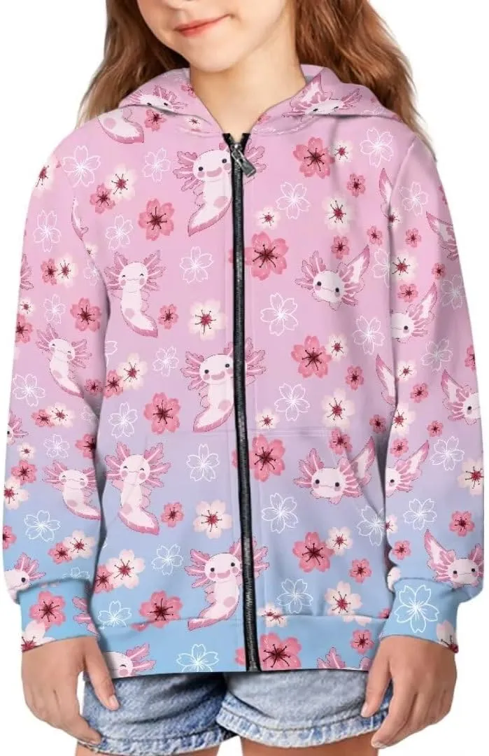 Boys Girls Zipper Hoodies Sweatshirt Long Sleeve Hoodies with Pockets Pullover Sports Tops Age 6-14 Kids