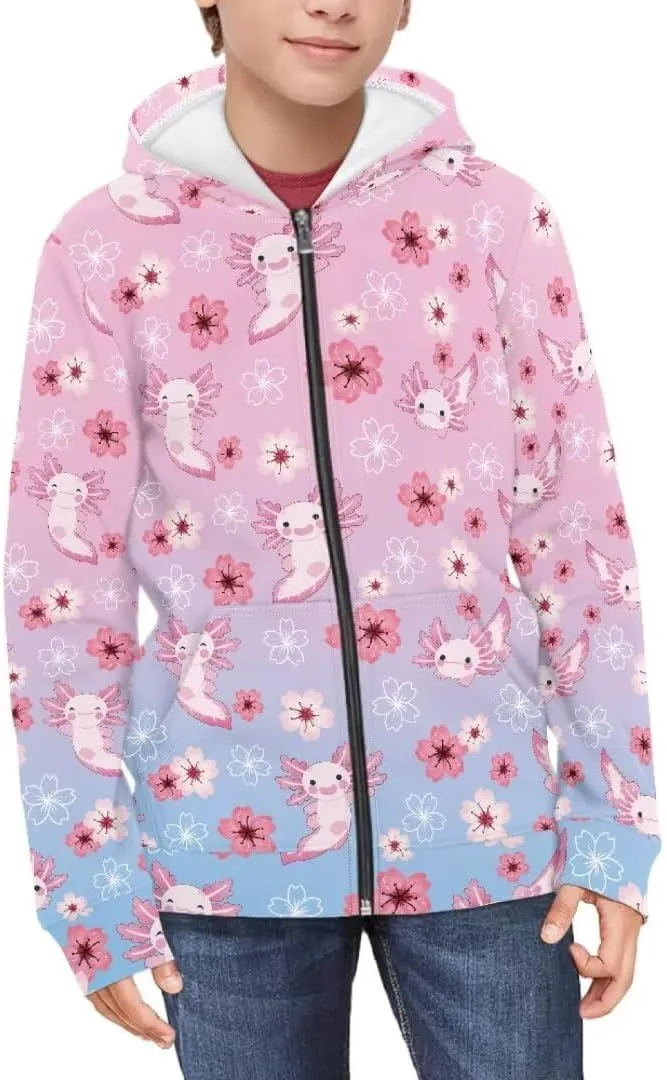 Boys Girls Zipper Hoodies Sweatshirt Long Sleeve Hoodies with Pockets Pullover Sports Tops Age 6-14 Kids