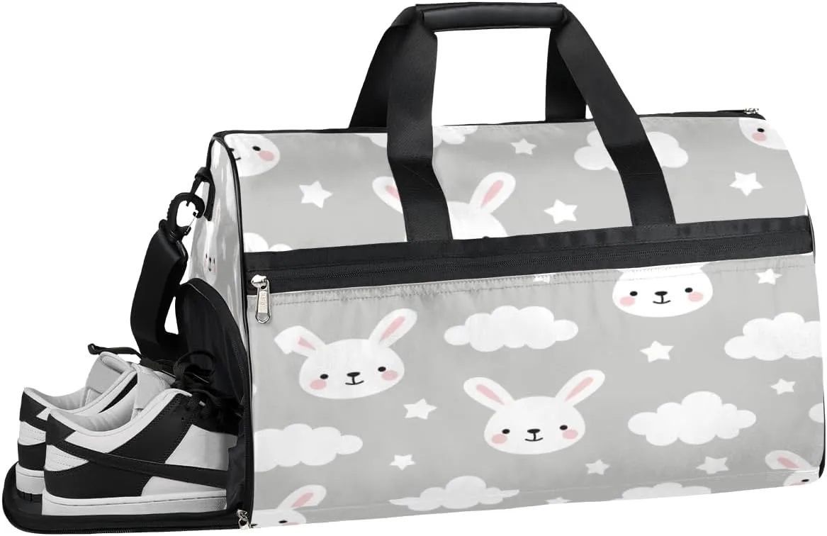 Bunny Sweet Sports Gym Bag with Wet Pocket & Shoes Compartment Waterproof Workout Duffel Bag for Women and Men Weekender Overnight Duffle Bag Travel Carry-on Tote