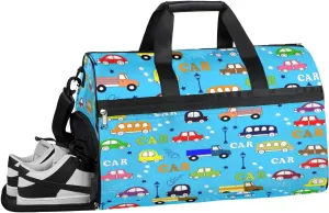 Bus Sports Gym Bag with Wet Pocket & Shoes Compartment Waterproof Workout Duffel Bag for Women and Men Weekender Overnight Duffle Bag Travel Carry-on Tote
