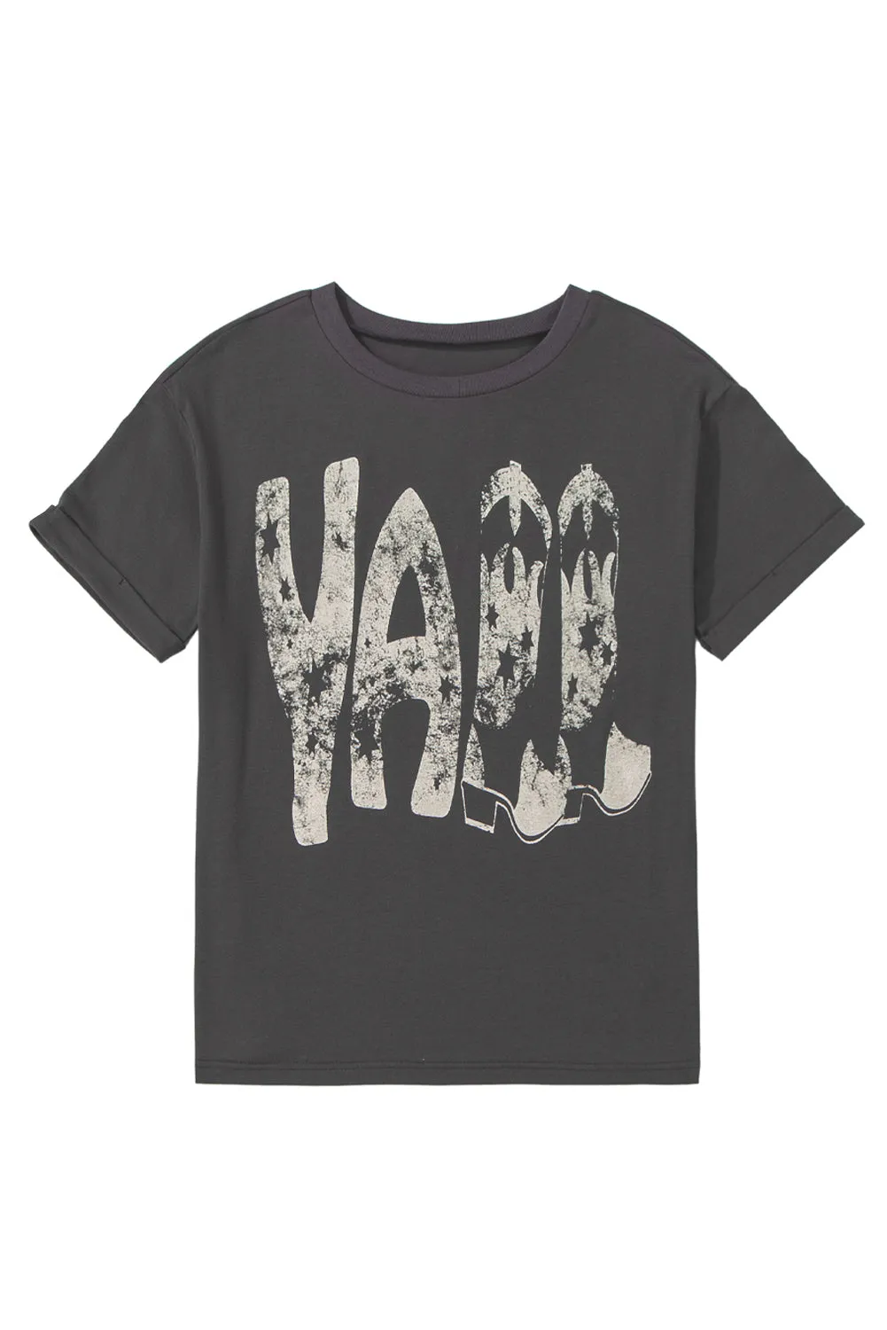 Carbon Grey Vintage Yall Cowboy Boots Graphic Tee Shirt