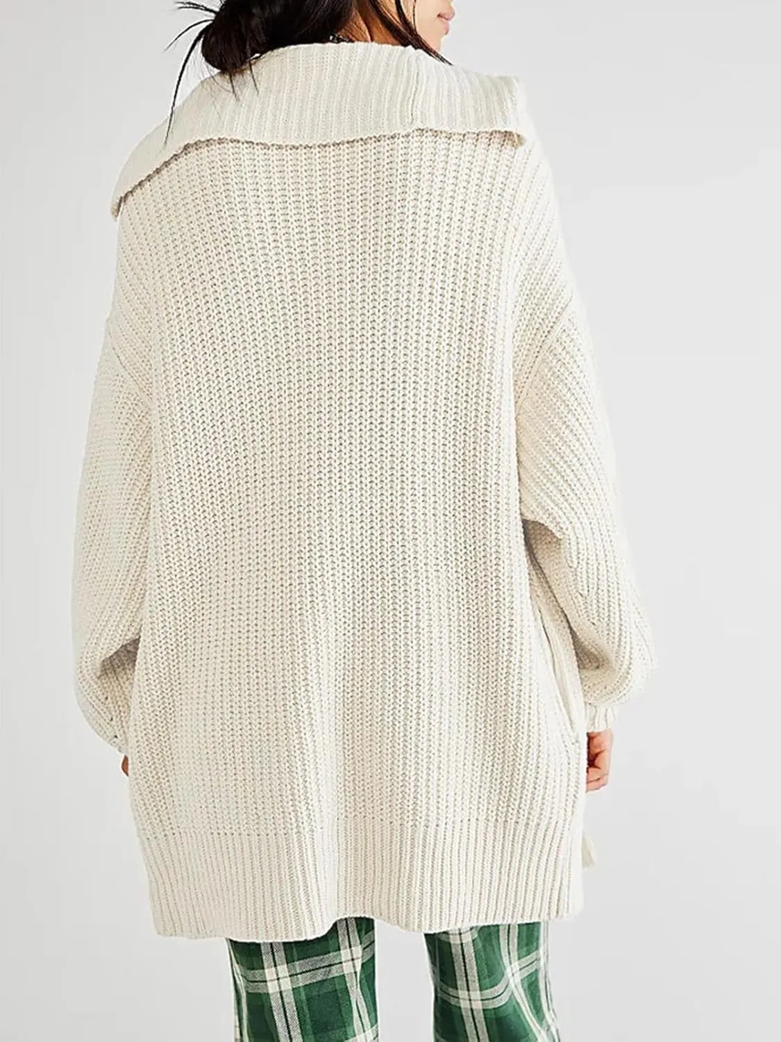 Cardigan Sweaters for Women Sailor Collar Long Sleeve Button Oversized Chunky Knit Trendy Slouchy Coat