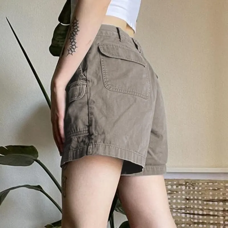 Cargo Shorts for Women Harajuku Y2k Shorts with Pockets High Waisted Jean Shorts Grunge Pants 90s Streetwear