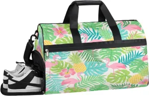 Colorful Leaves Pineapple Sports Gym Bag with Wet Pocket & Shoes Compartment Waterproof Workout Duffel Bag for Women and Men Weekender Overnight Duffle Bag Travel Carry-on Tote