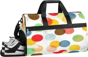 Colorful Polka Dot Patterns Sports Gym Bag with Wet Pocket & Shoes Compartment Waterproof Workout Duffel Bag for Women and Men Weekender Overnight Duffle Bag Travel Carry-on Tote